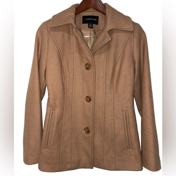 London Fog Jackets & Blazers - Camel Wool Blend Coat Petite XS Tailored Classic Fall Winter Jacket